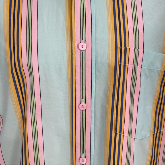 Bugatchi Uomo Striped Shirt Preowned Cotton Pastel Smart Casual Artsy Unique - Picture 12 of 13